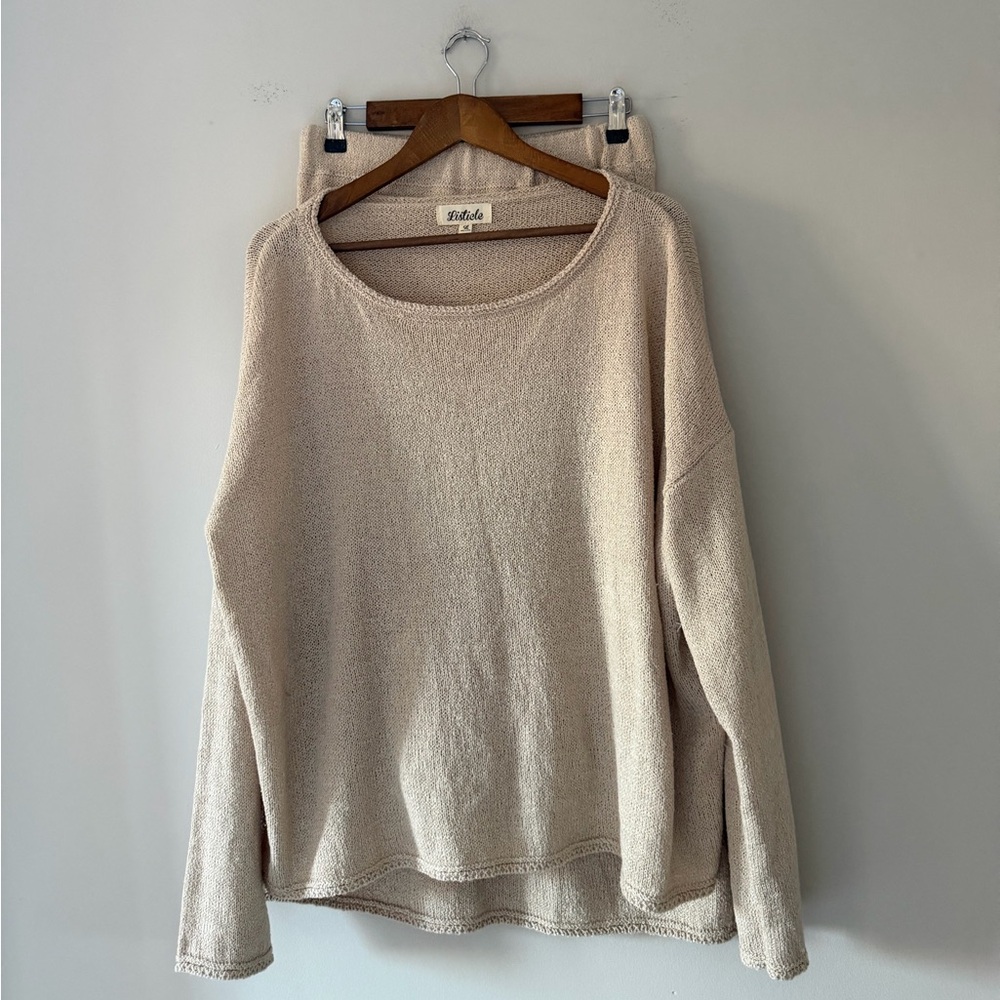 Listicle Women's Beige/Cream Knit Sweater Lounge Set Size Large